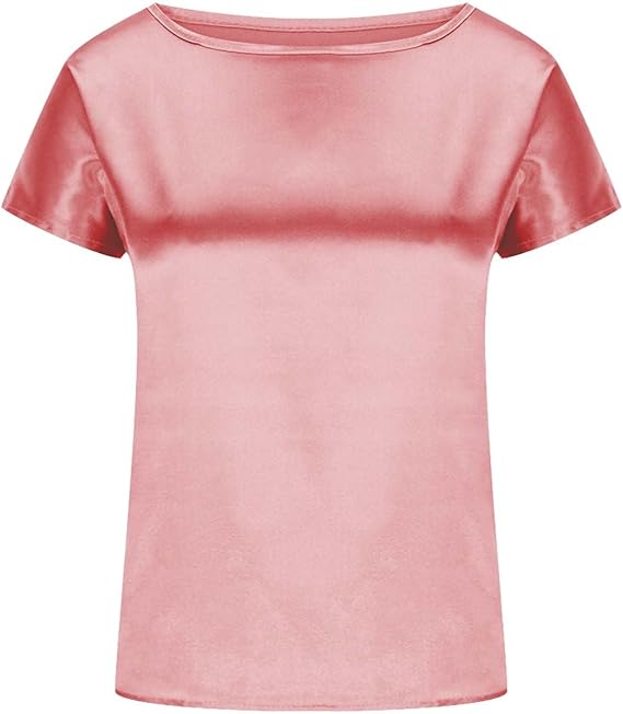 Damen Satin T-Shirt mit Elegantem Wasserfall-Ausschnitt und Schlichten Details Heidi-Mode - Image 5