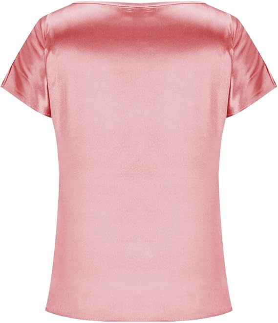 Damen Satin T-Shirt mit Elegantem Wasserfall-Ausschnitt und Schlichten Details Heidi-Mode - Image 6