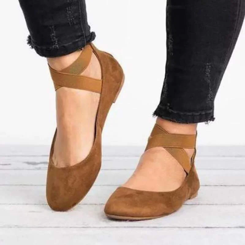 Damen Schicke Ballerinas mit elastischem Kreuzriemen und weichem Obermaterial Heidi Mode