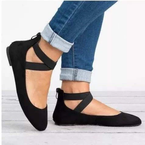 Damen Schicke Ballerinas mit elastischem Kreuzriemen und weichem Obermaterial Heidi Mode - Image 4