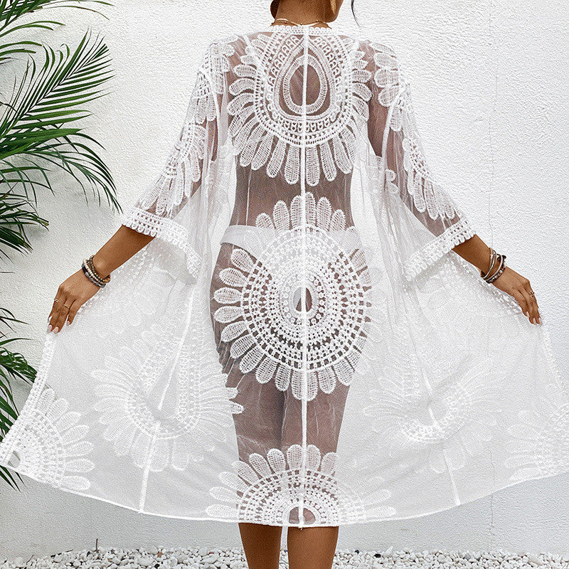 Damen Schicker Häkel-Strandüberwurf mit Voluminösen Ärmel und Elegantem Design Heidi-Mode - Image 7