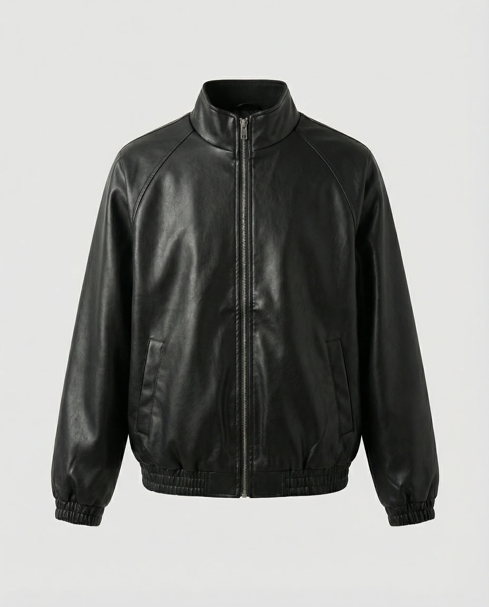 Damen schlanker Vegan-Lederblouson mit schimmernder Kunstleder-Optik, Stehkragen und elastischem Abschluss Heidi-Mode - Image 5