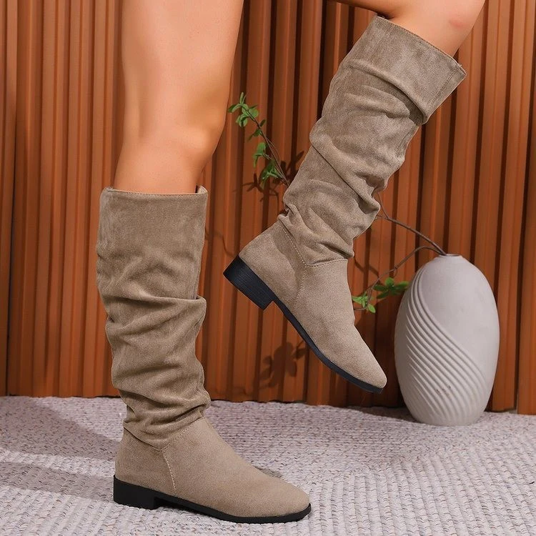 Damen Schlupfstiefel aus weichem Wildlederimitat Heidi Mode