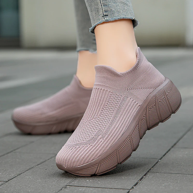 Damen Schnürlose Freizeitsneaker mit flexiblem Strick-Obermaterial Heidi Mode - Image 3