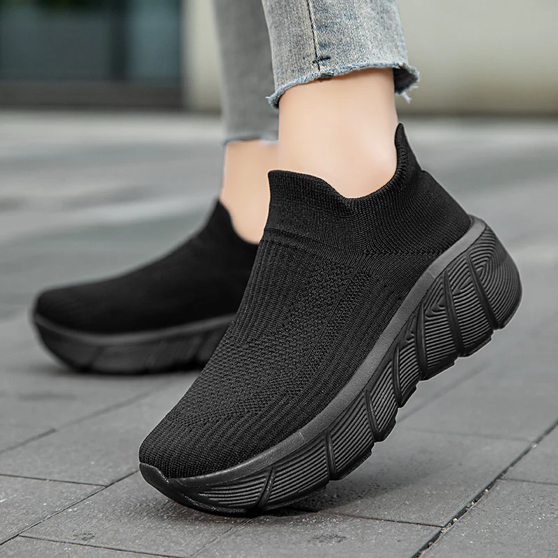 Damen Schnürlose Freizeitsneaker mit flexiblem Strick-Obermaterial Heidi Mode - Image 4