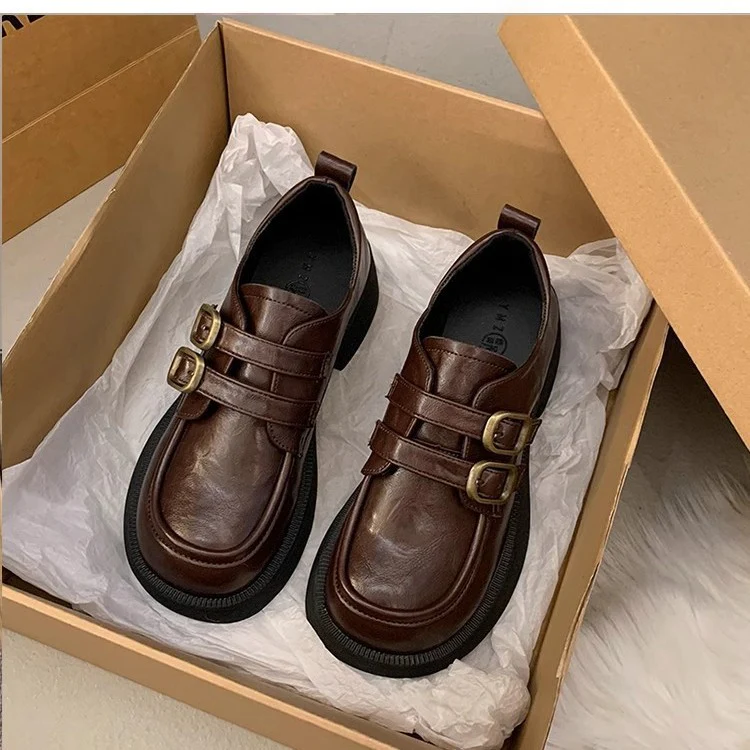 Damen Schnürschuhe mit doppeltem Riemen und modischem Plateau Heidi Mode - Image 2