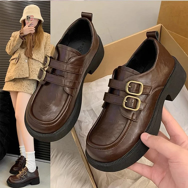 Damen Schnürschuhe mit doppeltem Riemen und modischem Plateau Heidi Mode - Image 4