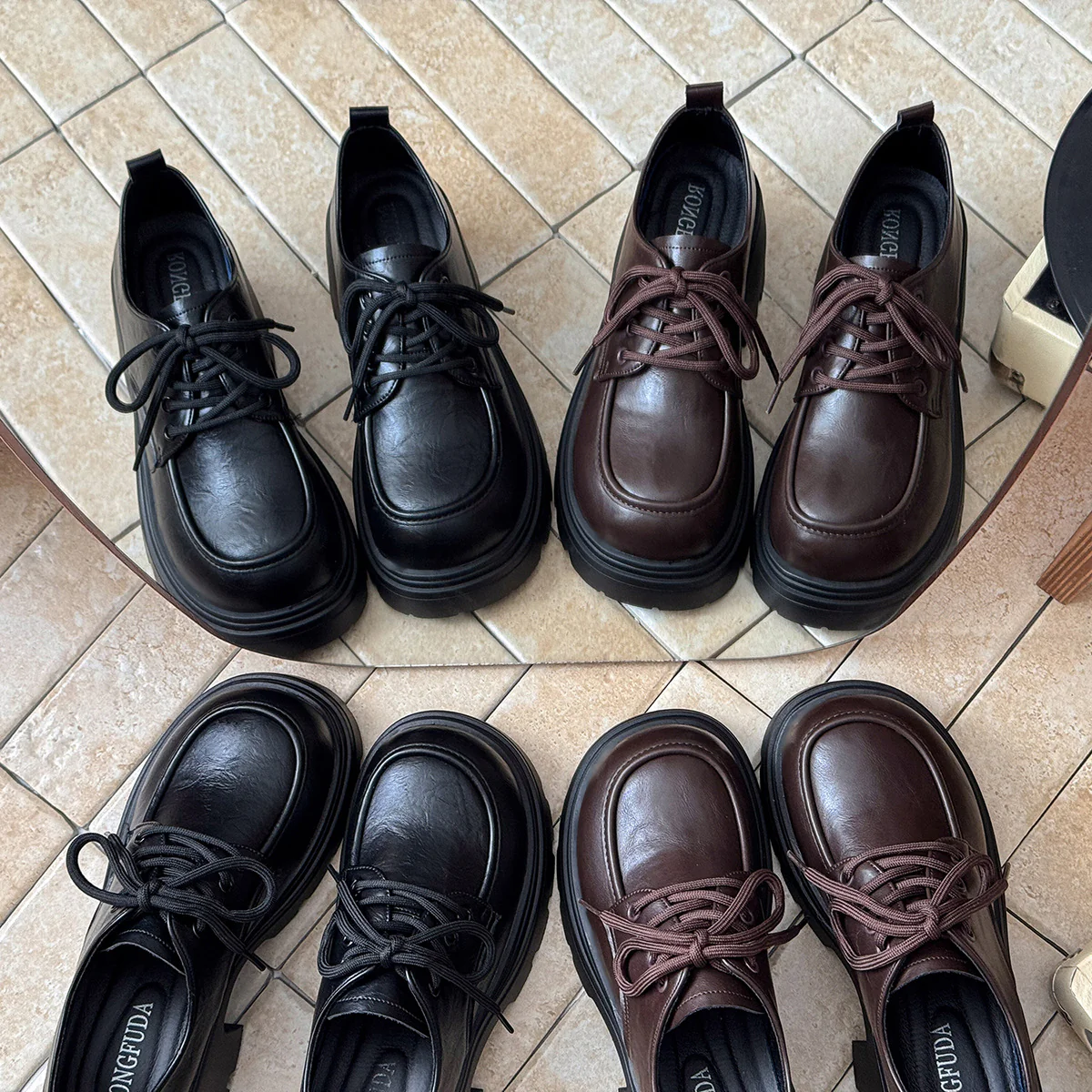 Damen Schnürschuhe mit robuster Plateausohle und modischem Design Heidi Mode