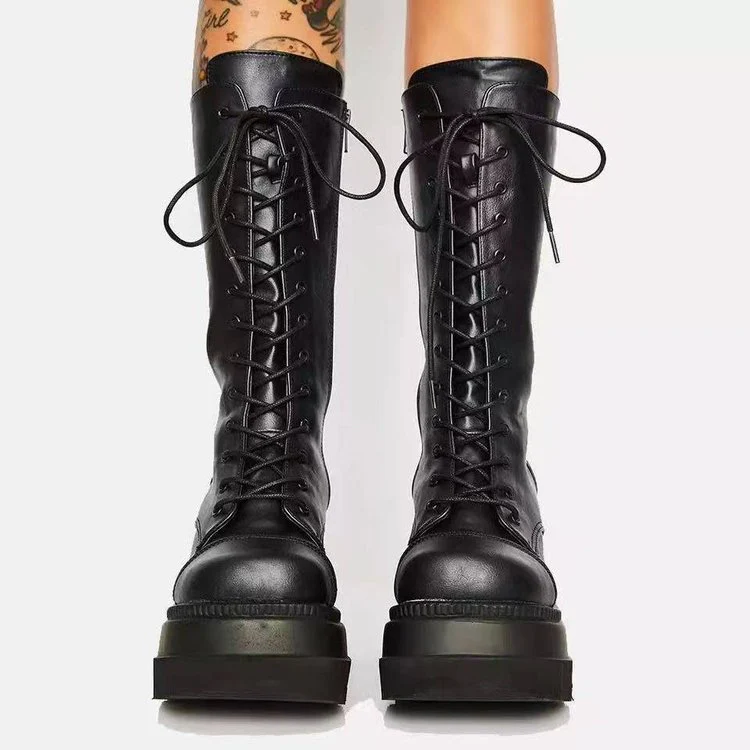 Damen Schnürstiefel im Urban-Style mit stabiler Sohle Heidi Mode - Image 6