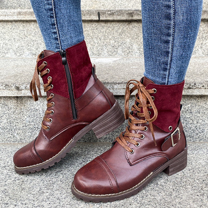 Damen Schnürstiefel mit modischem Wildleder-Detail und robustem Blockabsatz Heidi Mode - Image 7