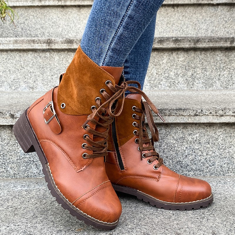 Damen Schnürstiefel mit modischem Wildleder-Detail und robustem Blockabsatz Heidi Mode - Image 8
