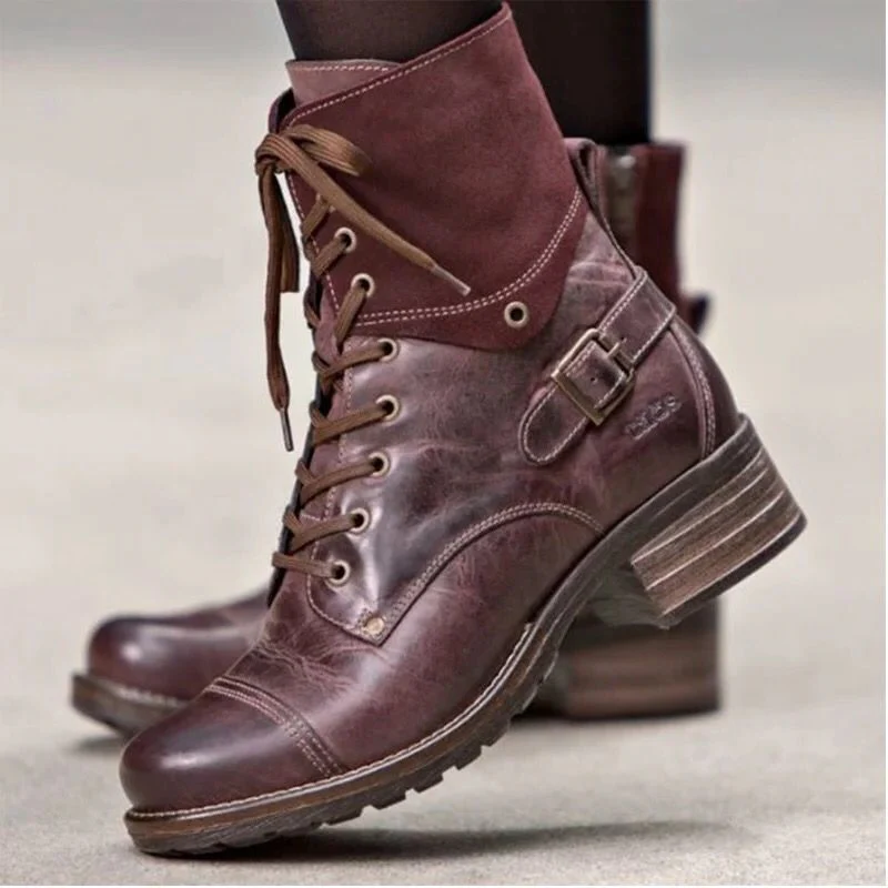 Damen Schnürstiefel mit robustem Design und modischer Schnalle Heidi Mode - Image 2