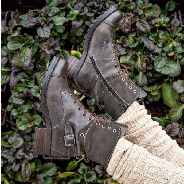 Damen Schnürstiefel mit robustem Design und modischer Schnalle Heidi Mode - Image 3
