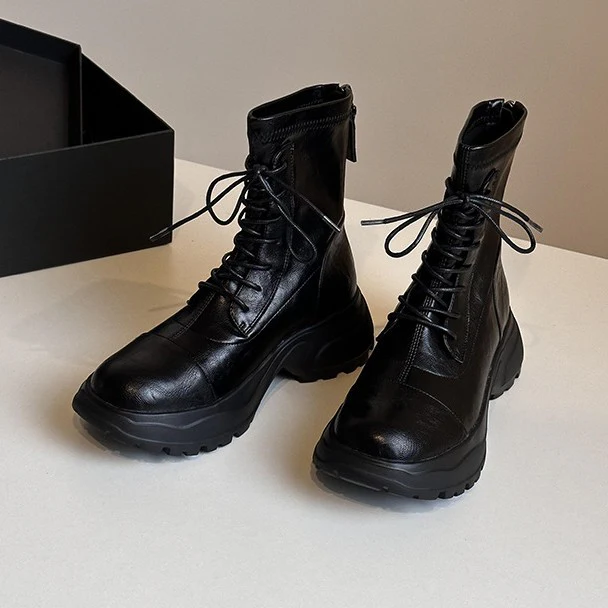 Damen Schnürstiefel mit rutschfester Sohle und probatem Reißverschluss Heidi Mode - Image 2