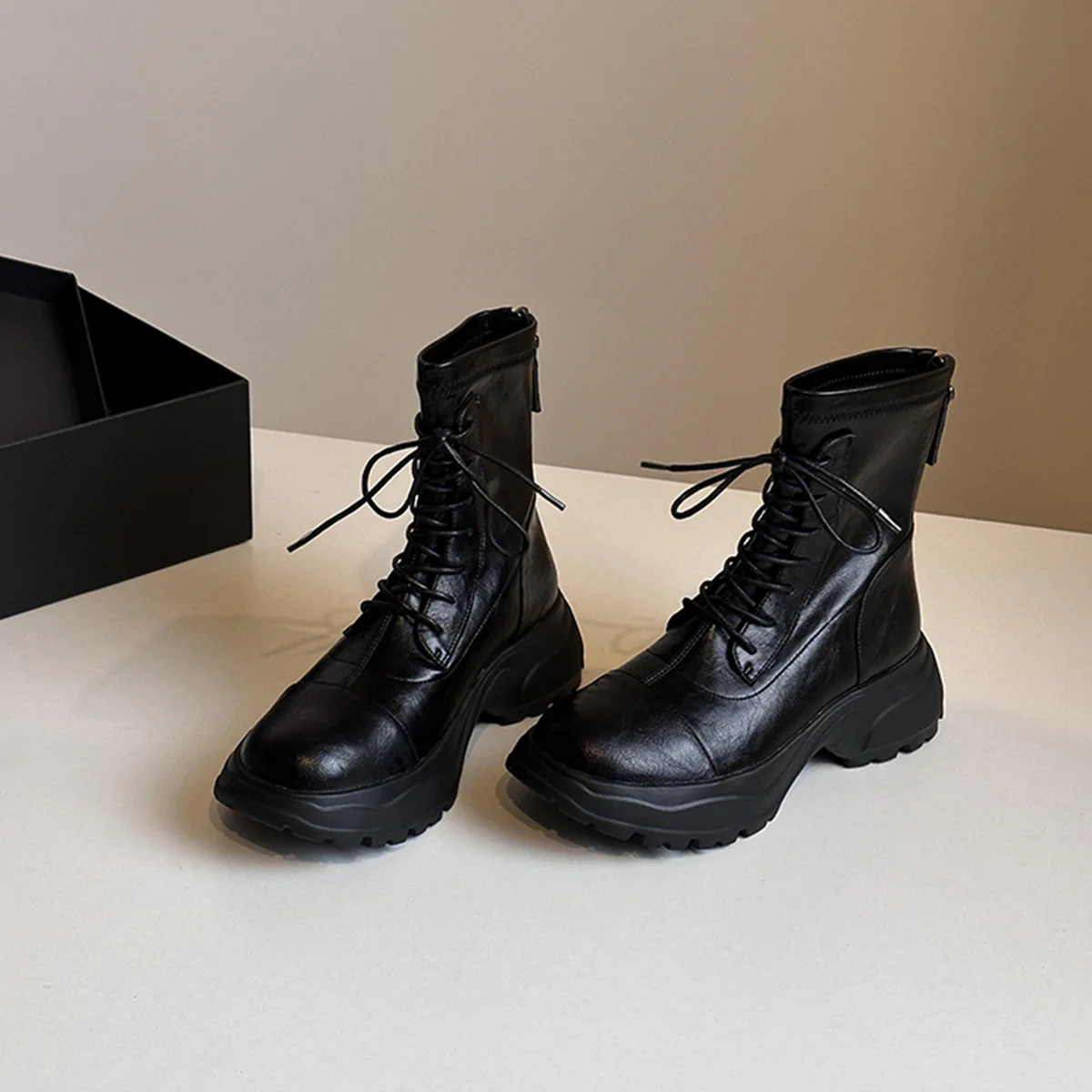 Damen Schnürstiefel mit rutschfester Sohle und probatem Reißverschluss Heidi Mode - Image 6