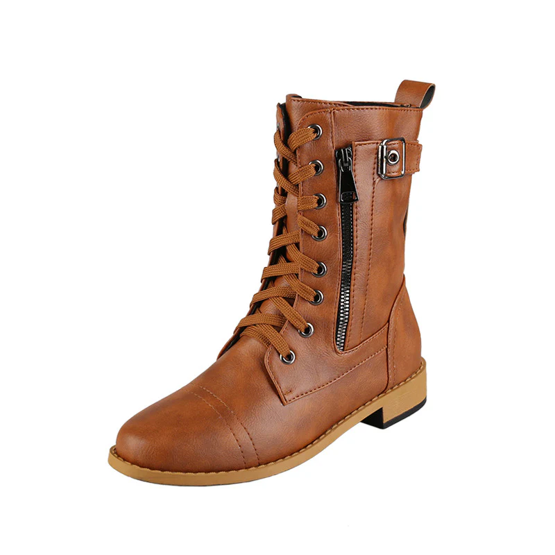 Damen Schnürstiefel mit seitlichem Reißverschluss und modischem Schnallen-Detail Heidi Mode - Image 8