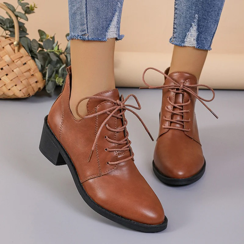 Damen Schnürstiefeletten aus feinem Leder mit modernem Design Heidi Mode - Image 4