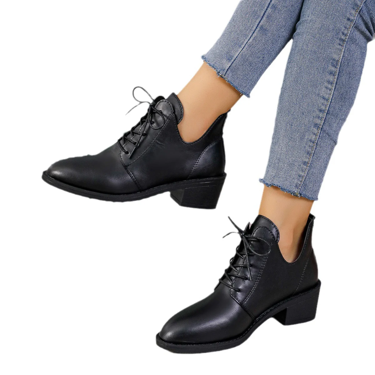 Damen Schnürstiefeletten aus feinem Leder mit modernem Design Heidi Mode - Image 5