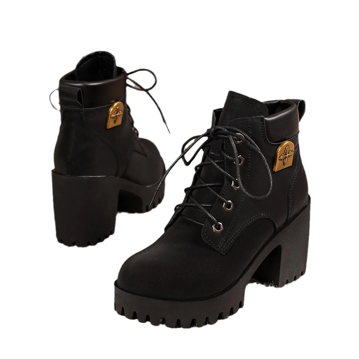 Damen Schnürstiefeletten mit markanten Profilsohlen und elegantem Anhänger Heidi Mode - Image 5