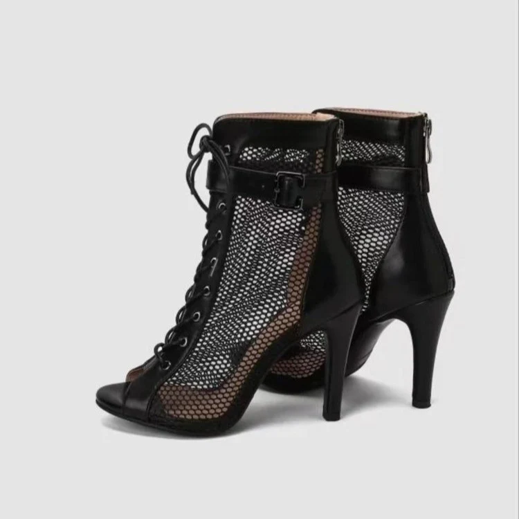 Damen Schnürstiefeletten mit Netz-Obermaterial und elegantem Absatz Heidi Mode - Image 3