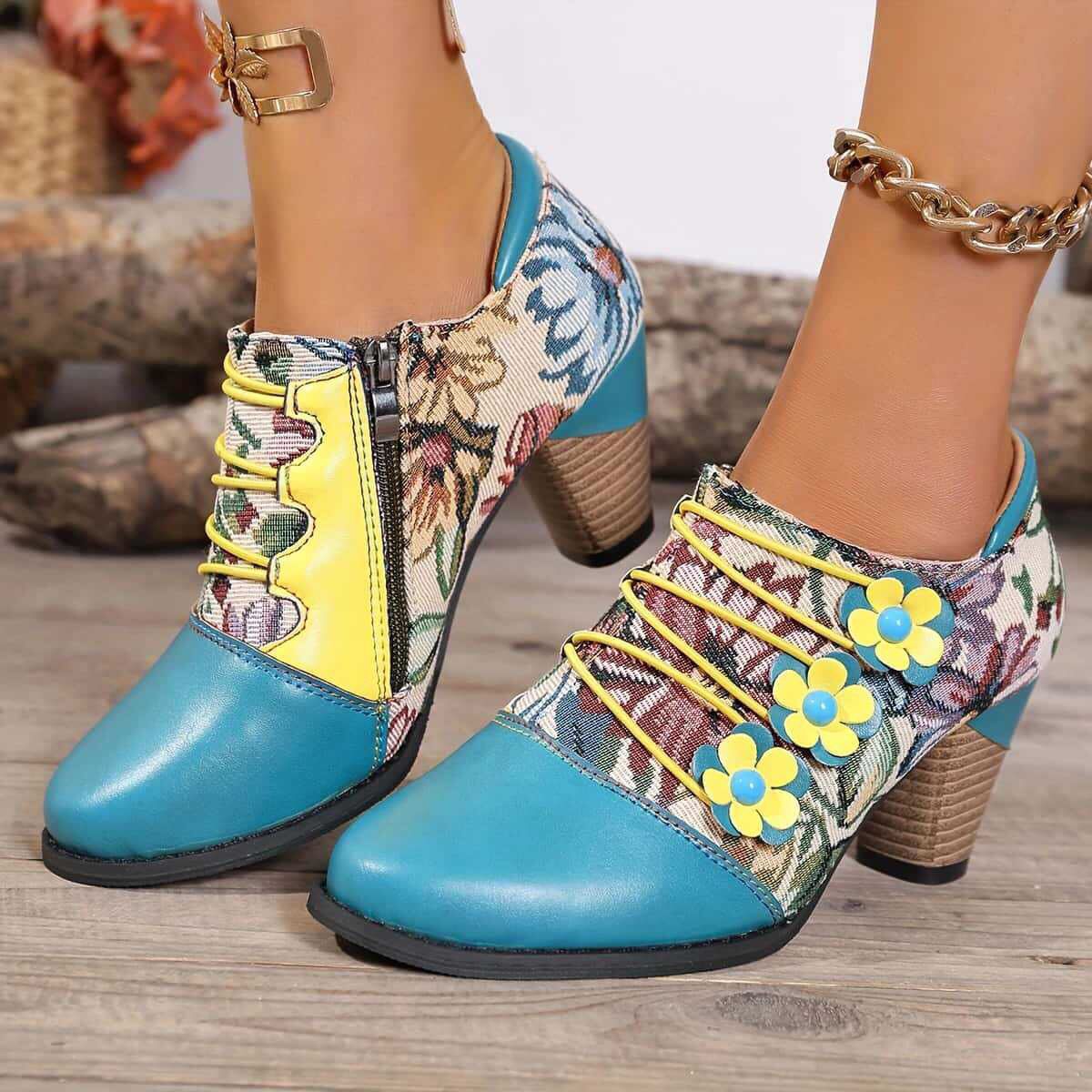 Damen Schuhwerk mit floralem Design und robustem Blockabsatz Heidi Mode - Image 8