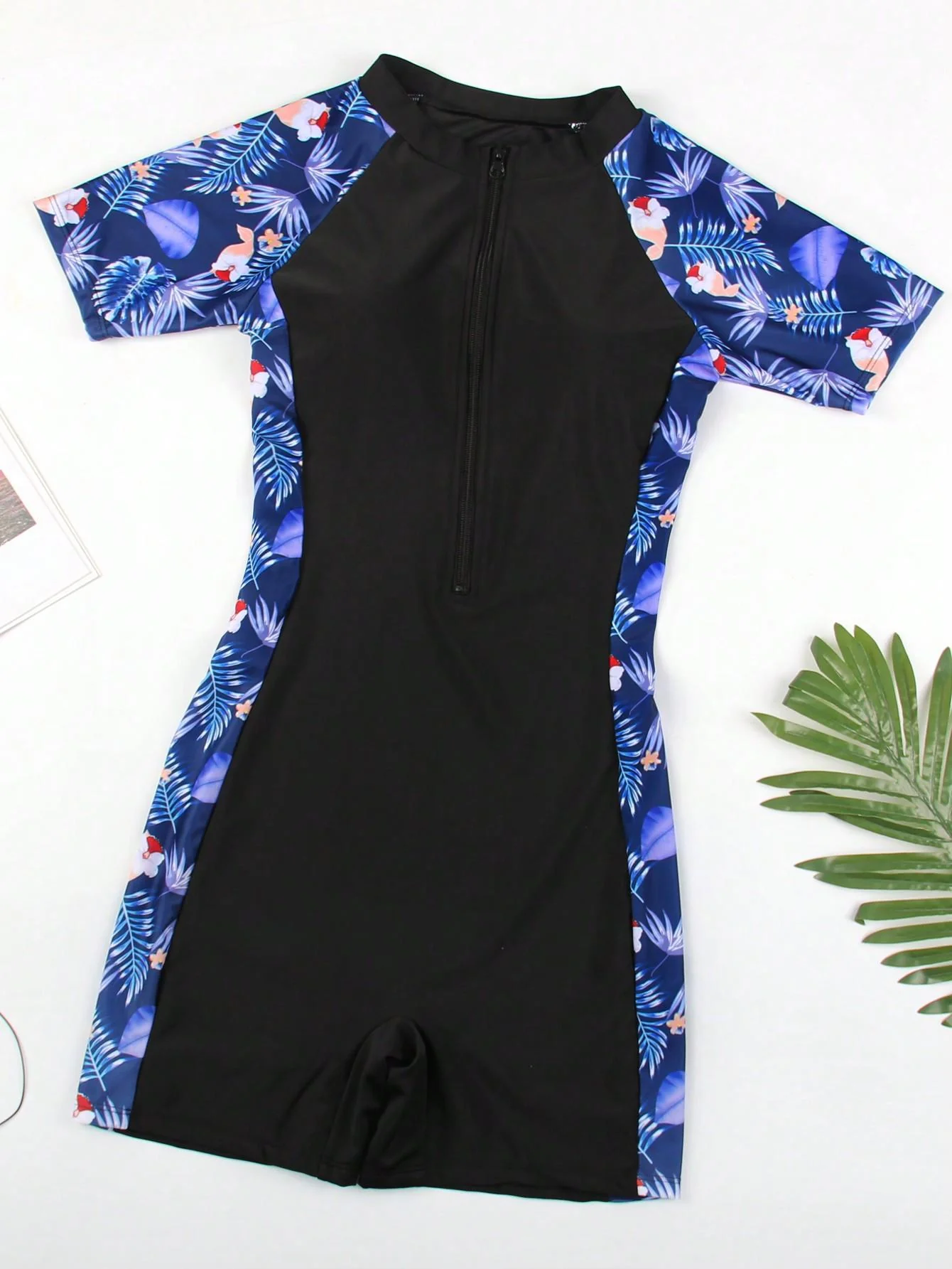 Damen Schwimmanzug mit Kurzen Ärmeln und Reißverschluss Heidi-Mode - Image 3