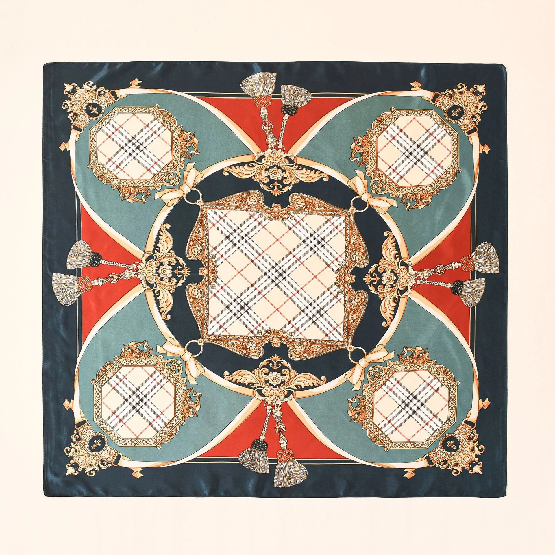 Damen Seidenschal mit Kunstvollem Barockmuster und Luxuriösem Glanz Heidi-Mode - Image 3