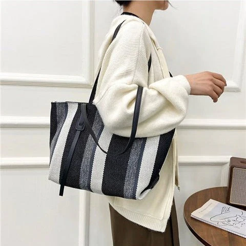 Damen Shopper-Tasche mit Modernen Streifen und Vielseitigem Innenraum Heidi-Mode - Image 2
