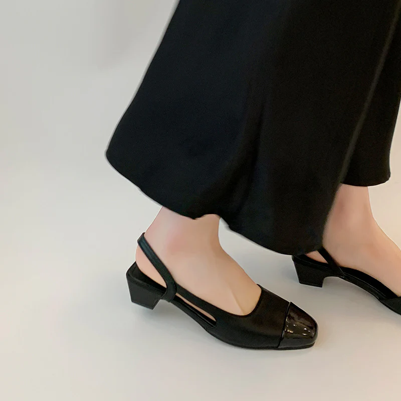 Damen Sling-Pumps mit glänzender Oberfläche und eleganter Fußbettgestaltung Heidi Mode