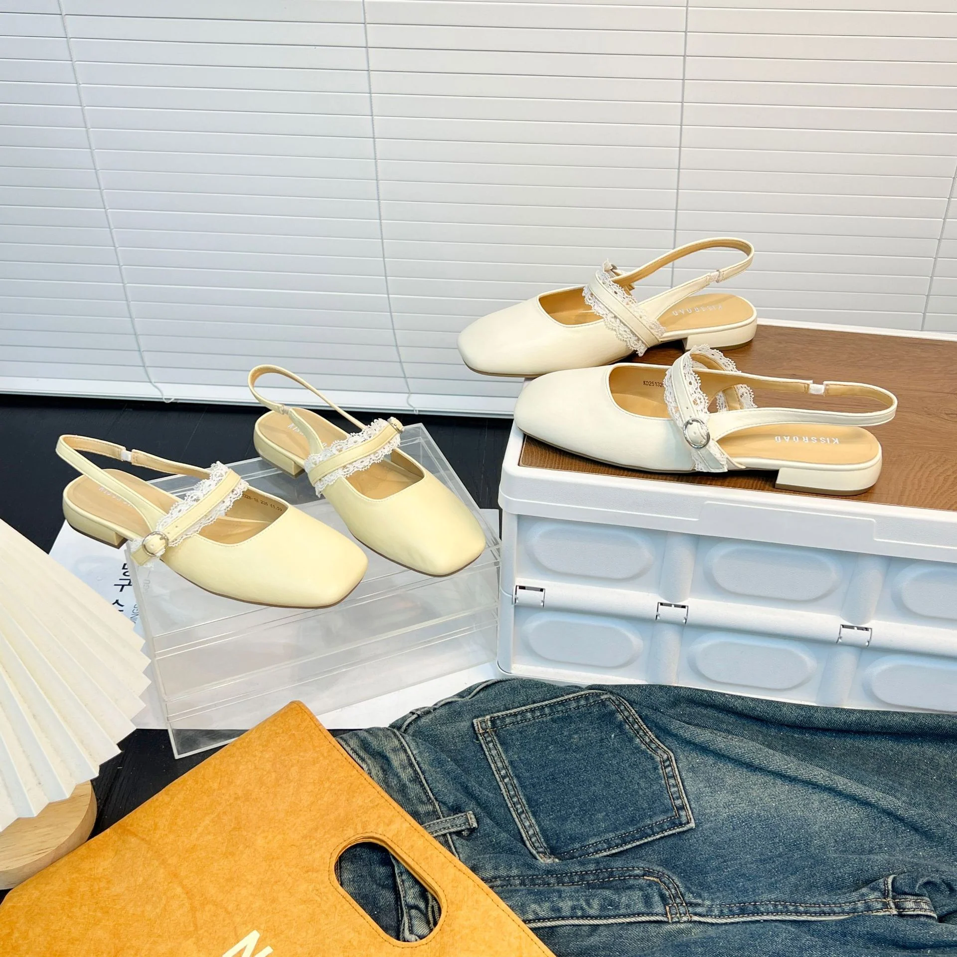 Damen Slingback Ballerinas mit zarter Spitzenverzierung und komfortablem Fußbett Heidi Mode - Image 3