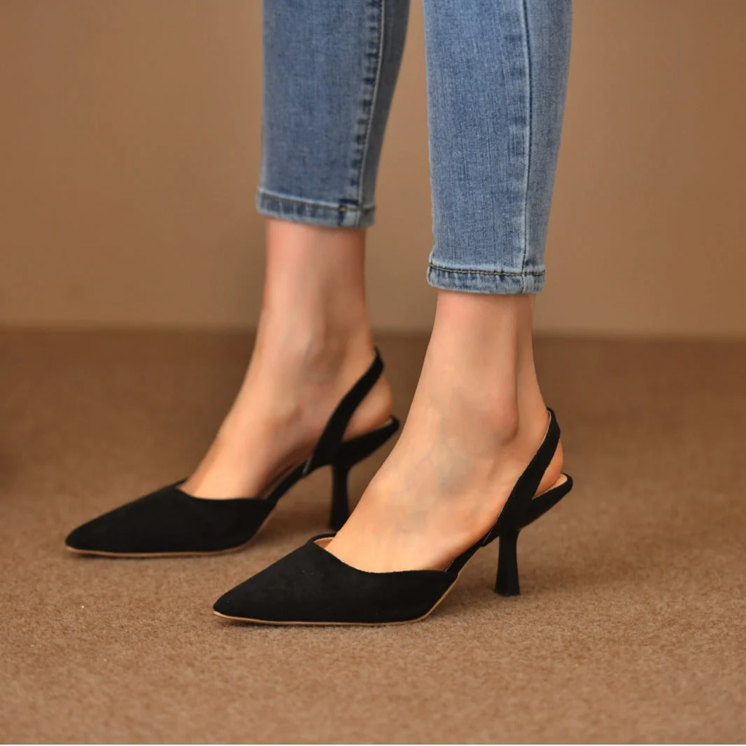 Damen Slingback-Pumps Aus Weichem Wildleder mit Elegantem Spitzendesign und Rutschfester Sohle Heidi-Mode - Image 2