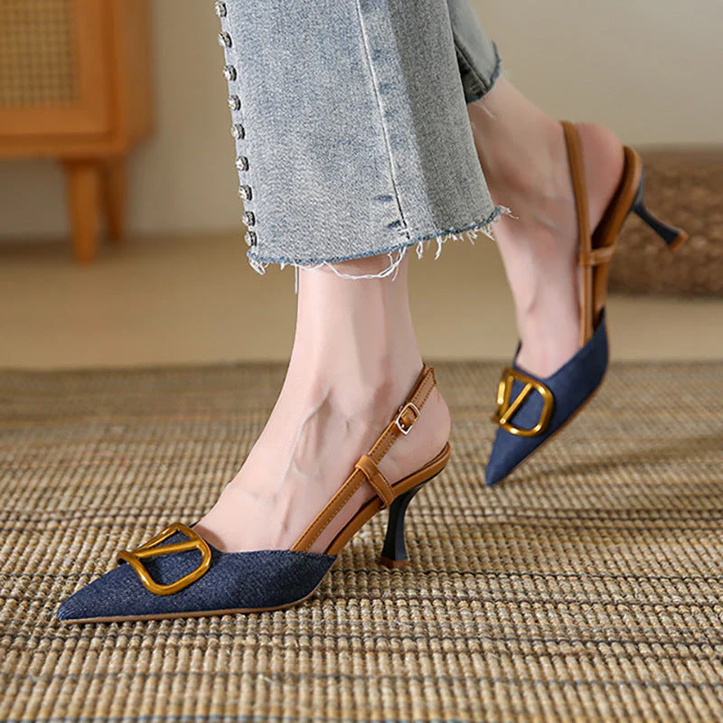 Damen Slingback Pumps mit Eleganter Quadratischer Zehenpartie und Hochwertigem Riemen Heidi-Mode - Image 7