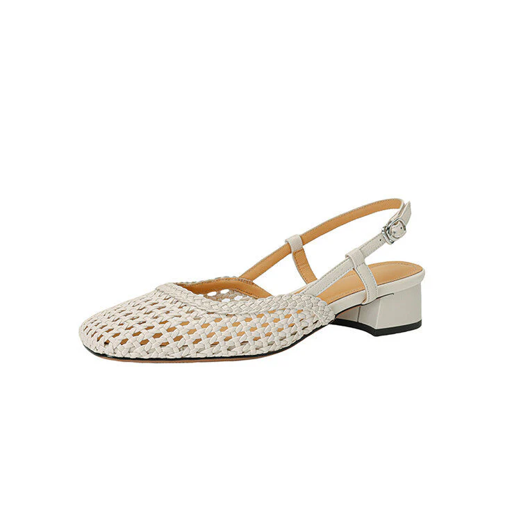 Damen Slingback Sandalen mit Geflochtenem Design und Elegantem Blockabsatz Heidi-Mode - Image 5