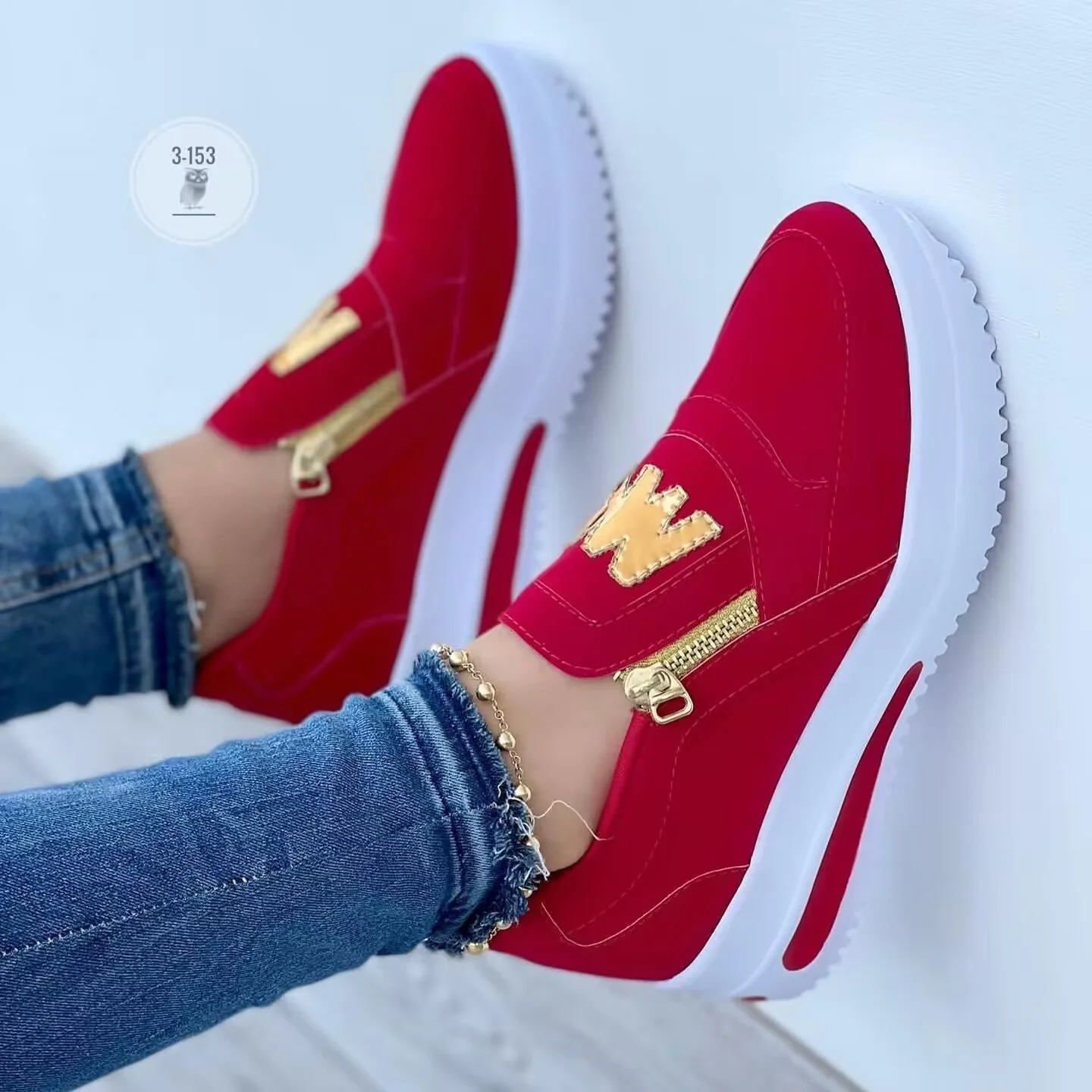 Damen Slip-On Sneaker mit goldenem Reißverschluss und modischem Design Heidi Mode - Image 2