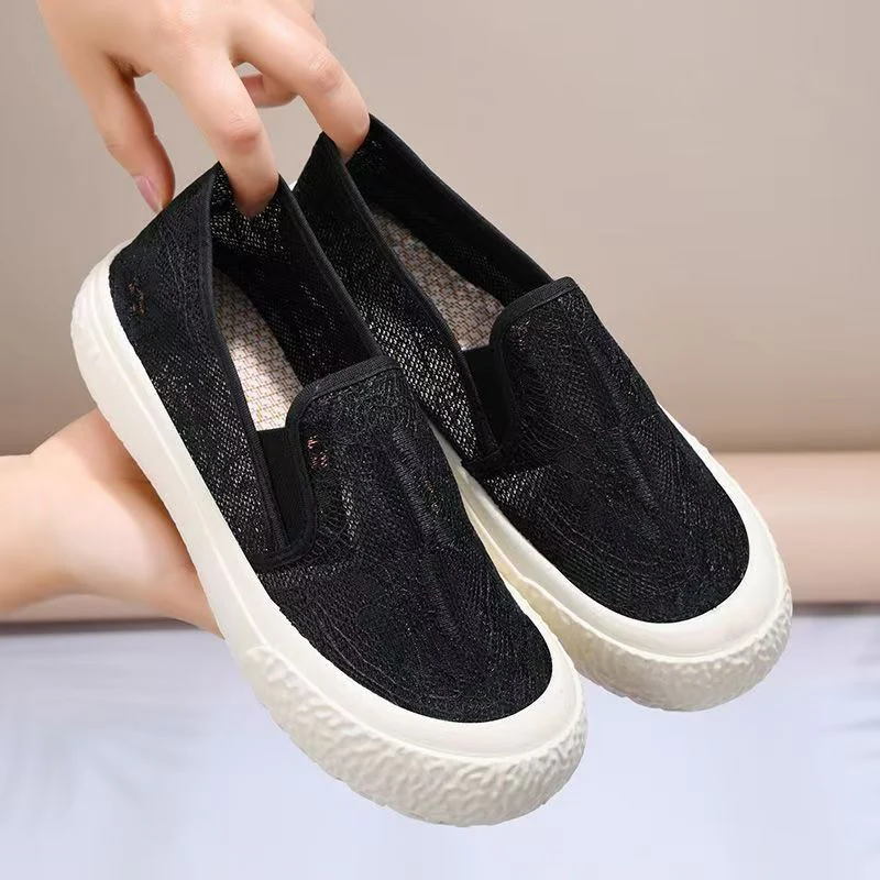 Damen Slip-On Sneakers aus gehäkeltem Material mit elastischem Einsatz Heidi Mode - Image 3