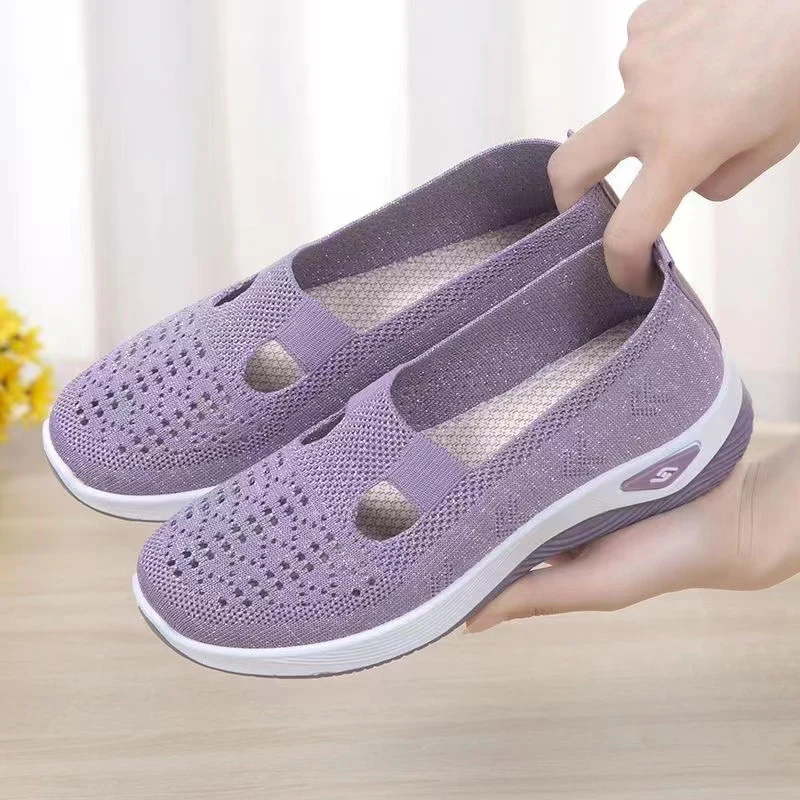 Damen Slip-On Sneakers mit atmungsaktivem Strick-Obermaterial und flexibler Sohle Heidi Mode