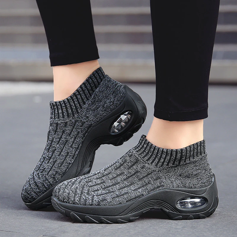 Damen Slip-On Sneakers mit atmungsaktiver Strick-Oberfläche und stoßdämpfendem Fußbett Heidi Mode - Image 2