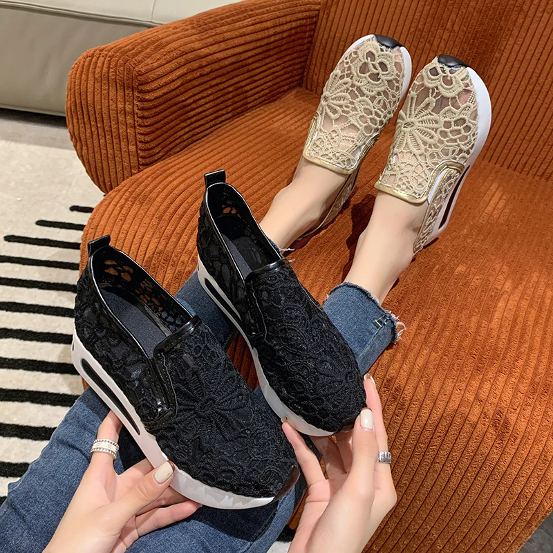 Damen Slip-On Sneakers mit eleganter Spitzenoberfläche und bequemer Dämpfung Heidi Mode - Image 3