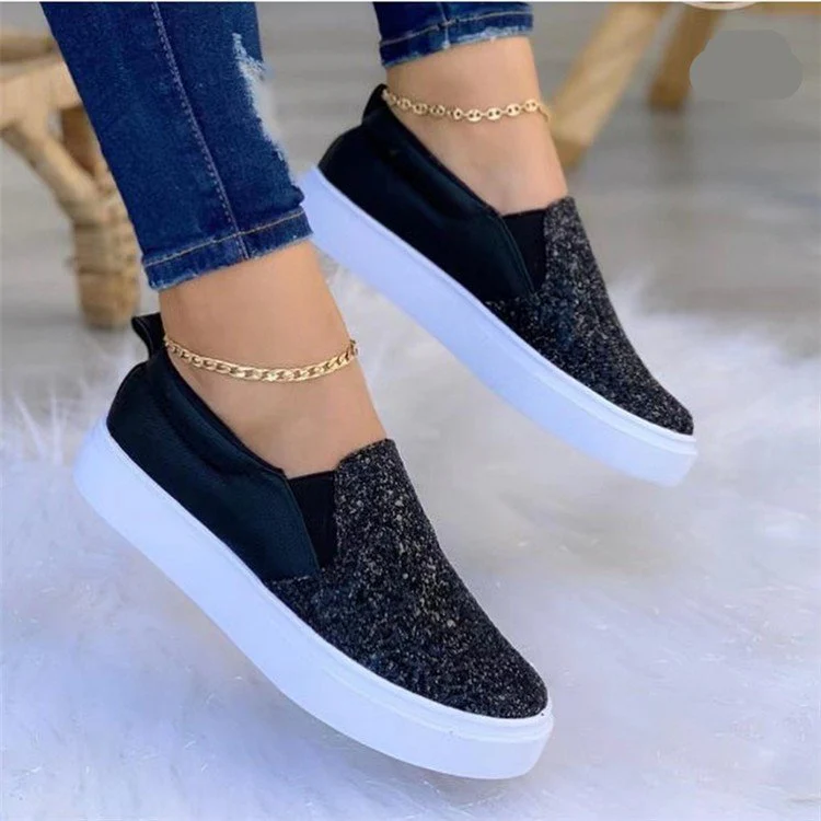 Damen Slip-On Sneakers mit Glitzerndem Obermaterial und Bequemem Einstieg Heidi-Mode - Image 2