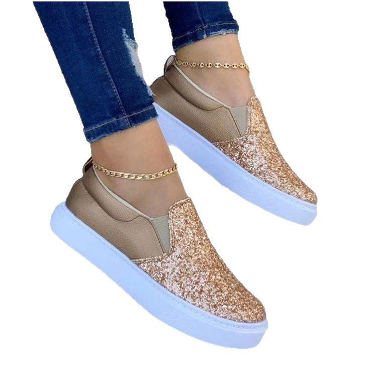 Damen Slip-On Sneakers mit Glitzerndem Obermaterial und Bequemem Einstieg Heidi-Mode - Image 3