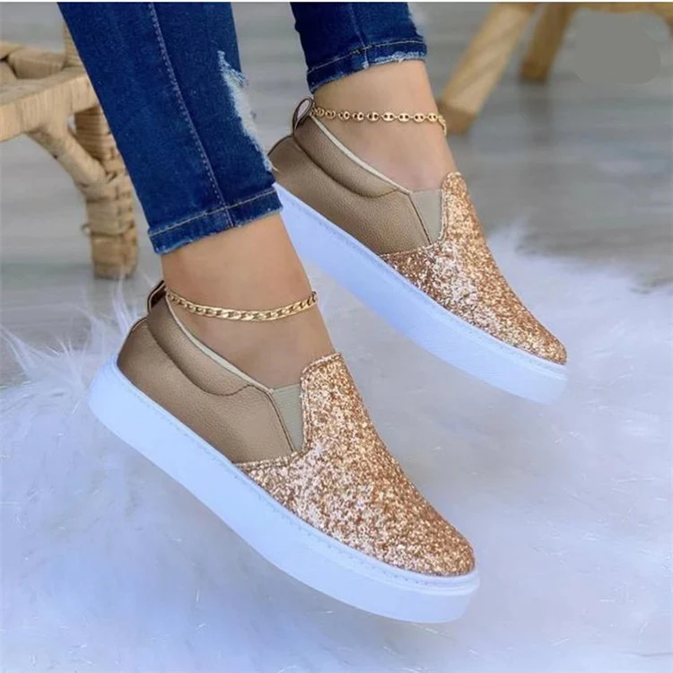 Damen Slip-On Sneakers mit Glitzerndem Obermaterial und Bequemem Einstieg Heidi-Mode - Image 5