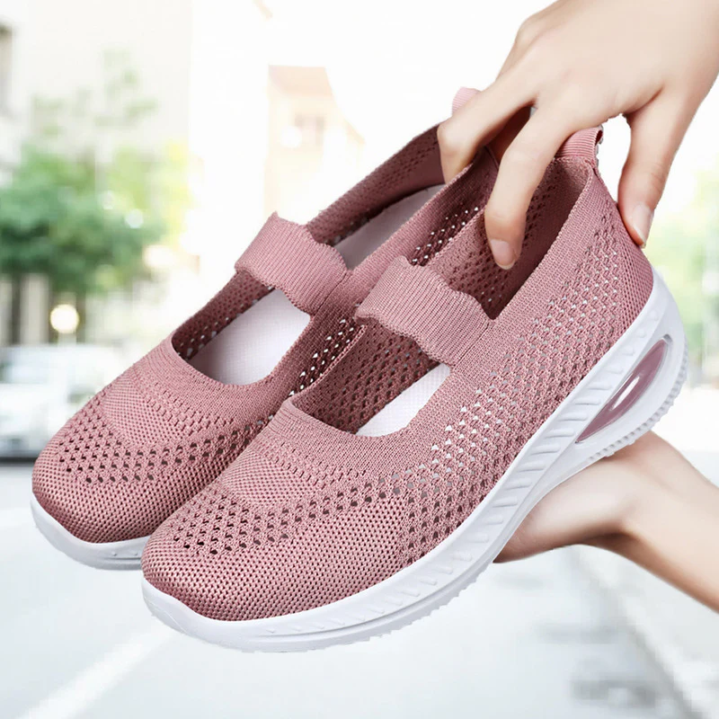 Damen Slip-On Sport Sneakers mit elastischem Riemen und atmungsaktivem Obermaterial Heidi Mode