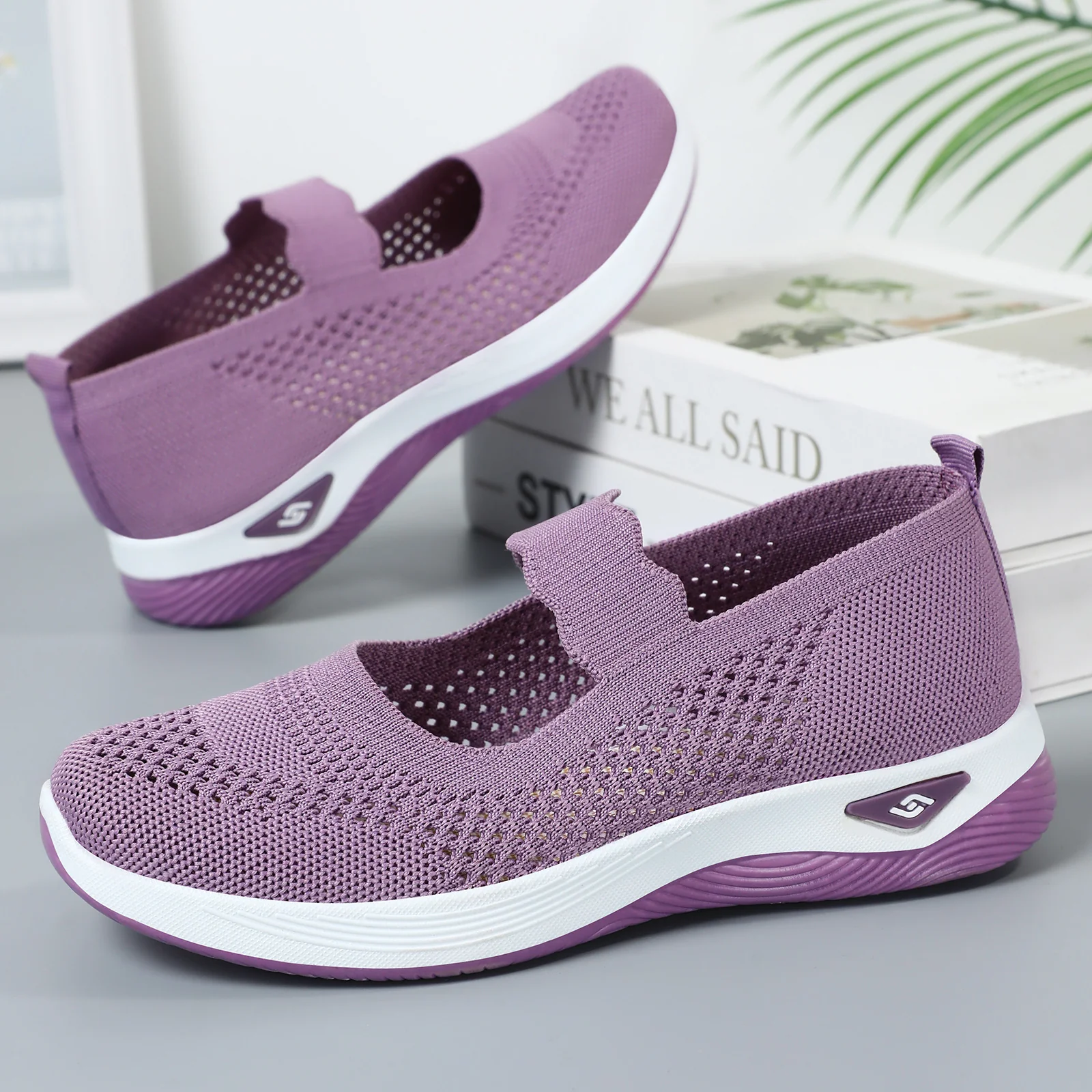 Damen Slip-On Sportschuhe mit elastischem Riemen und atmungsaktivem Obermaterial Heidi Mode