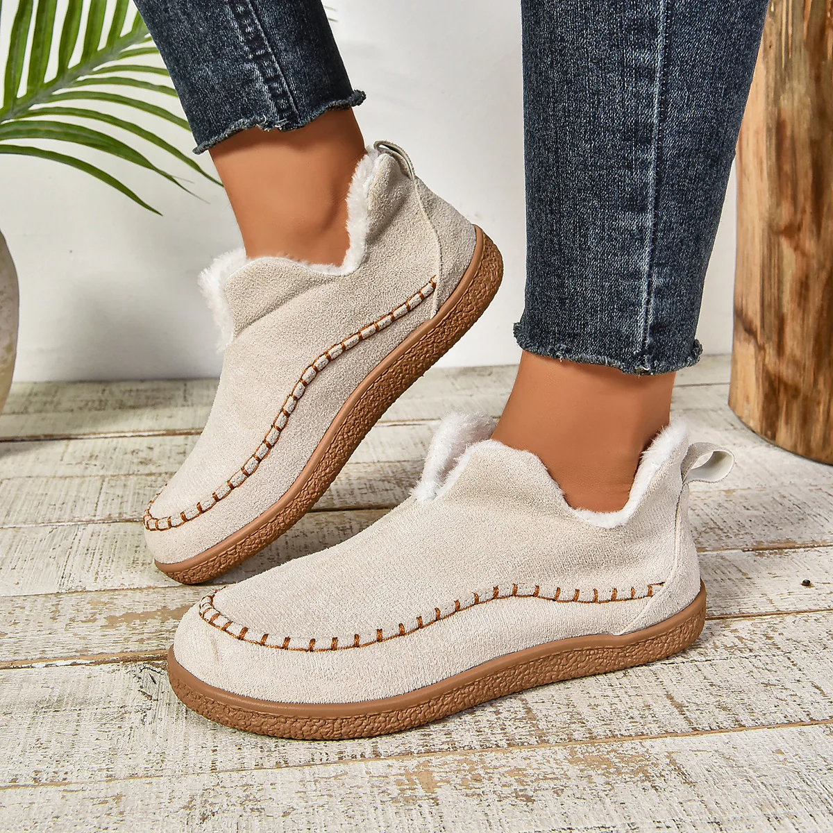 Damen Slipper mit warmem Fleece-Futter und rutschfester Sohle Heidi Mode - Image 6