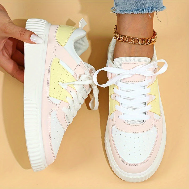 Damen Sneaker | Farbblock | Schnürschuhe | Skate Schuhe | Freizeit Sneaker Heidi Mode - Image 6