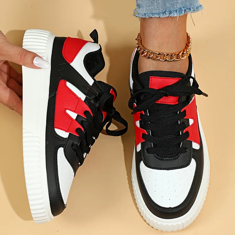 Damen Sneaker | Farbblock | Schnürschuhe | Skate Schuhe | Freizeit Sneaker Heidi Mode - Image 9