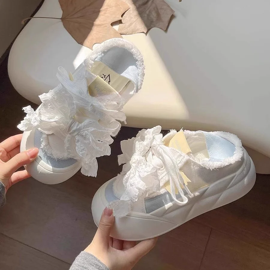 Damen Sneaker mit 3D-Rüschen-Design und atmungsaktivem Obermaterial Heidi Mode