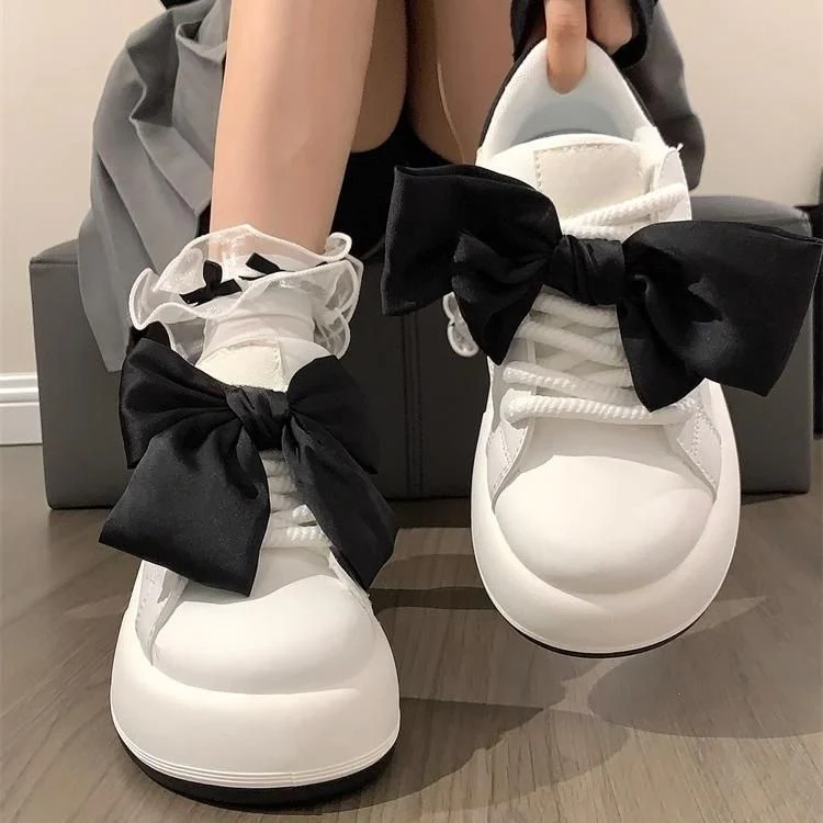 Damen Sneaker mit dekorativen Schleifen und atmungsaktivem Innenfutter Heidi Mode - Image 2