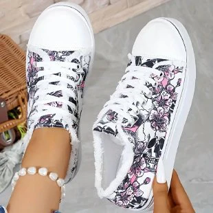 Damen Sneaker mit floralem Skull-Design und kuscheligem Futter Heidi Mode - Image 3
