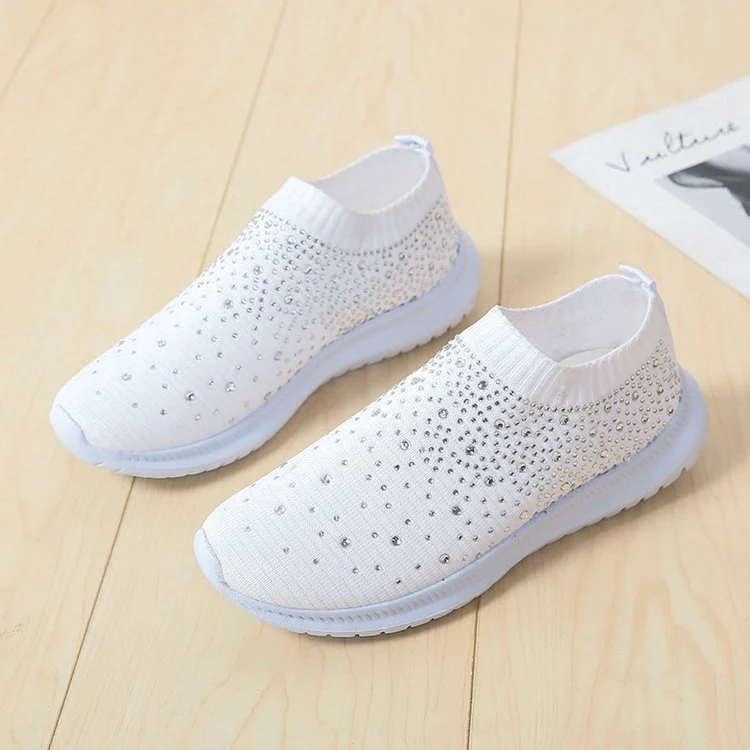 Damen Sneaker mit funkelnden Strass-Akzenten und elastischem Strickoberteil Heidi Mode - Image 2